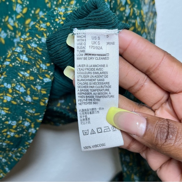 Free People Women Roma Top Small Green Ditsy‎ Floral Victorian Royalcore Sheer - Picture 6 of 10